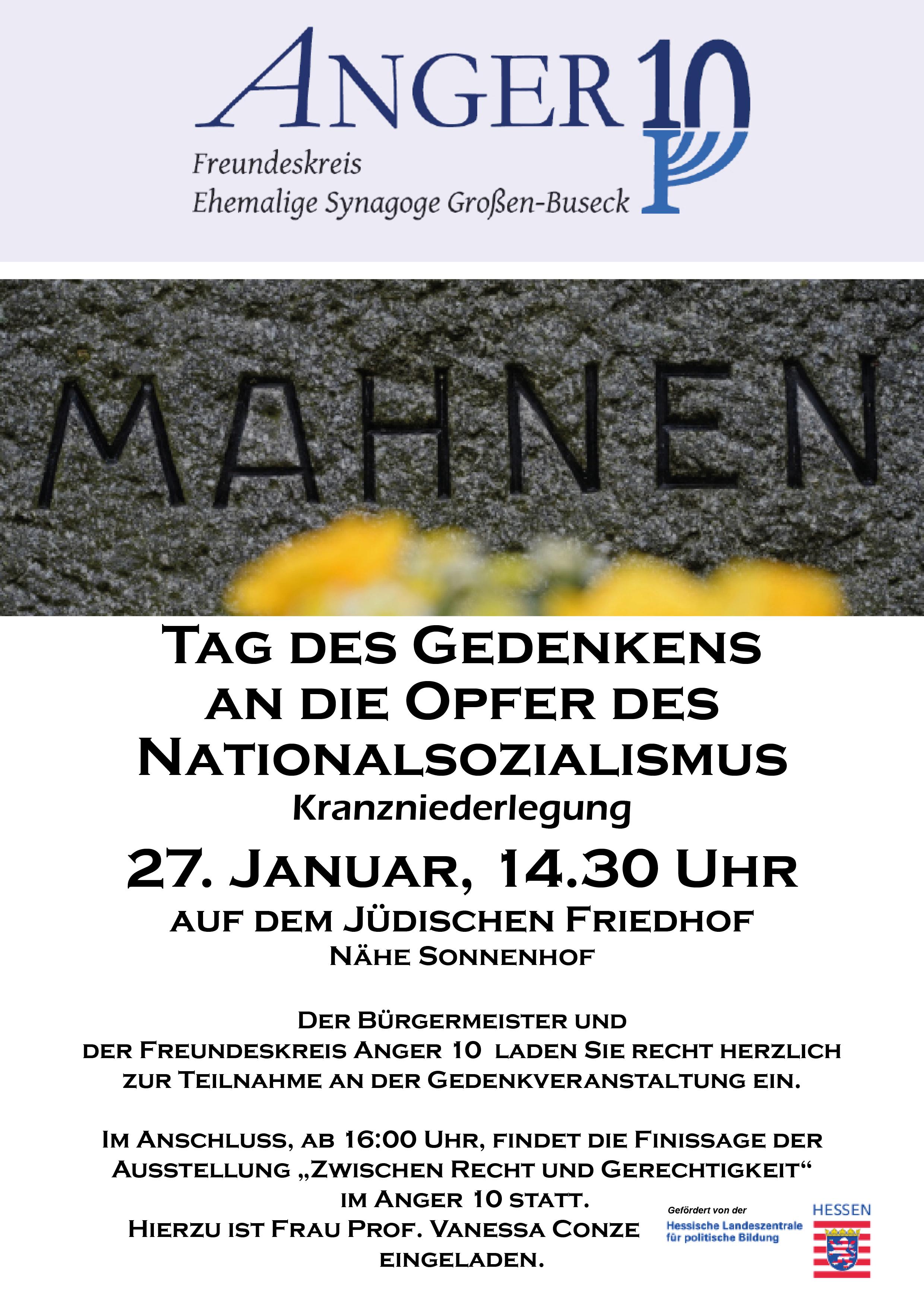 Plakat Holocaustgedenktag und Finissage